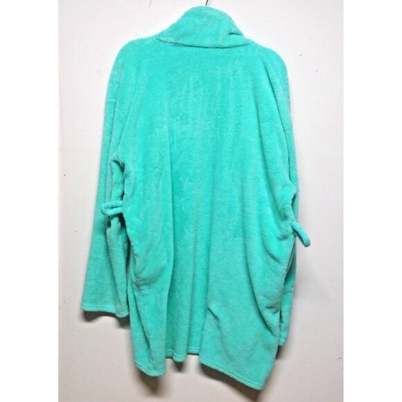 Hotel Spa Collection Bathrobe AQUA color One Size VERY SOFT fluffy belted - Picture 11 of 12